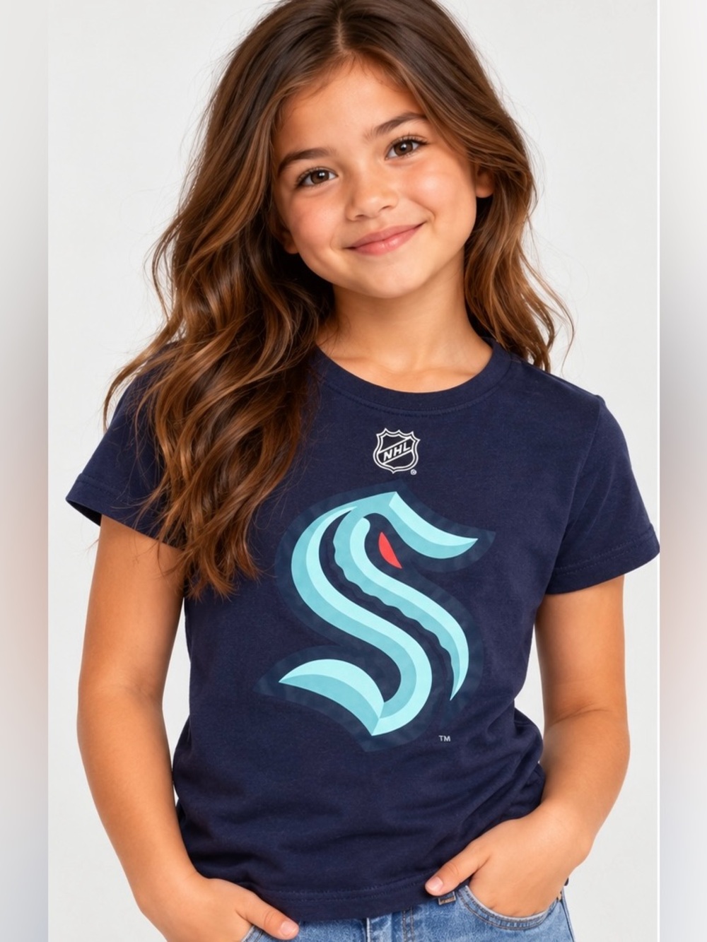 NHL Seattle Kraken Youth M (10/12) Logo Graphic Navy T-Shirt NWT unisex